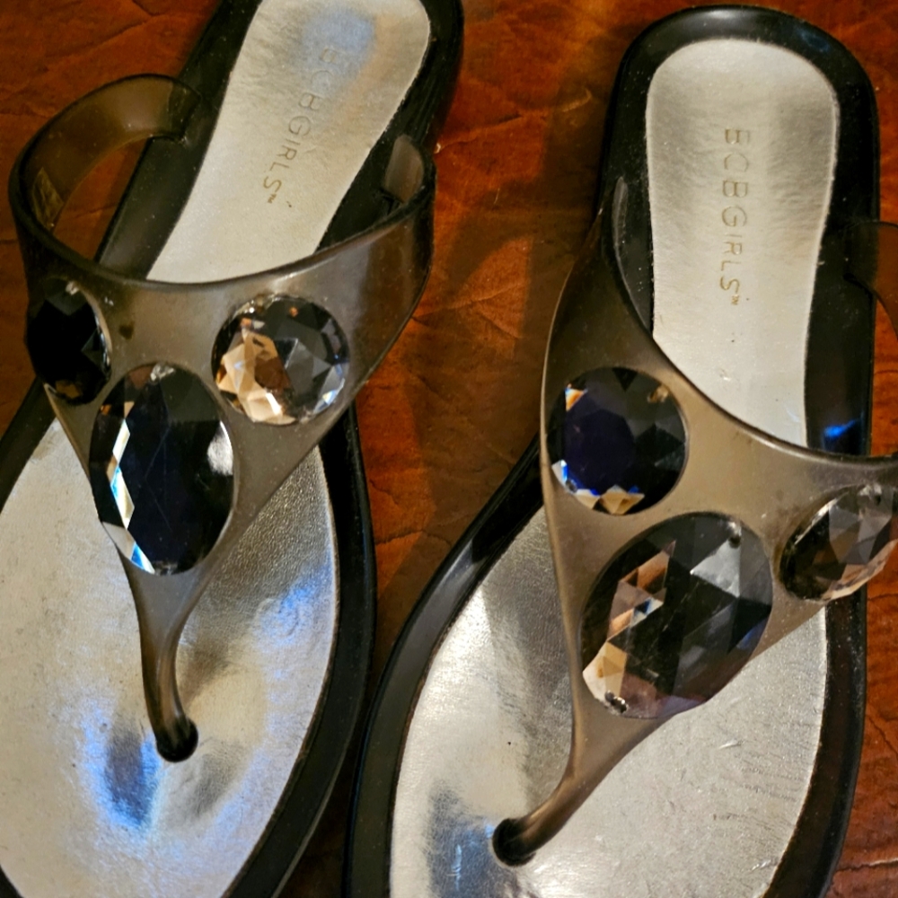 BCBGirls Black and Silver Women's Sandals